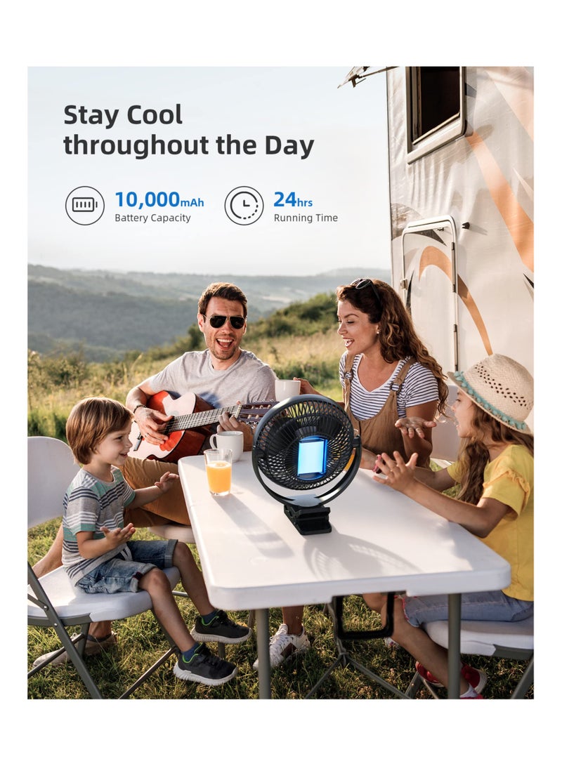 Portable Rechargeable Clip Fan | 10000mAh Battery 30H Runtime 360° Rotation