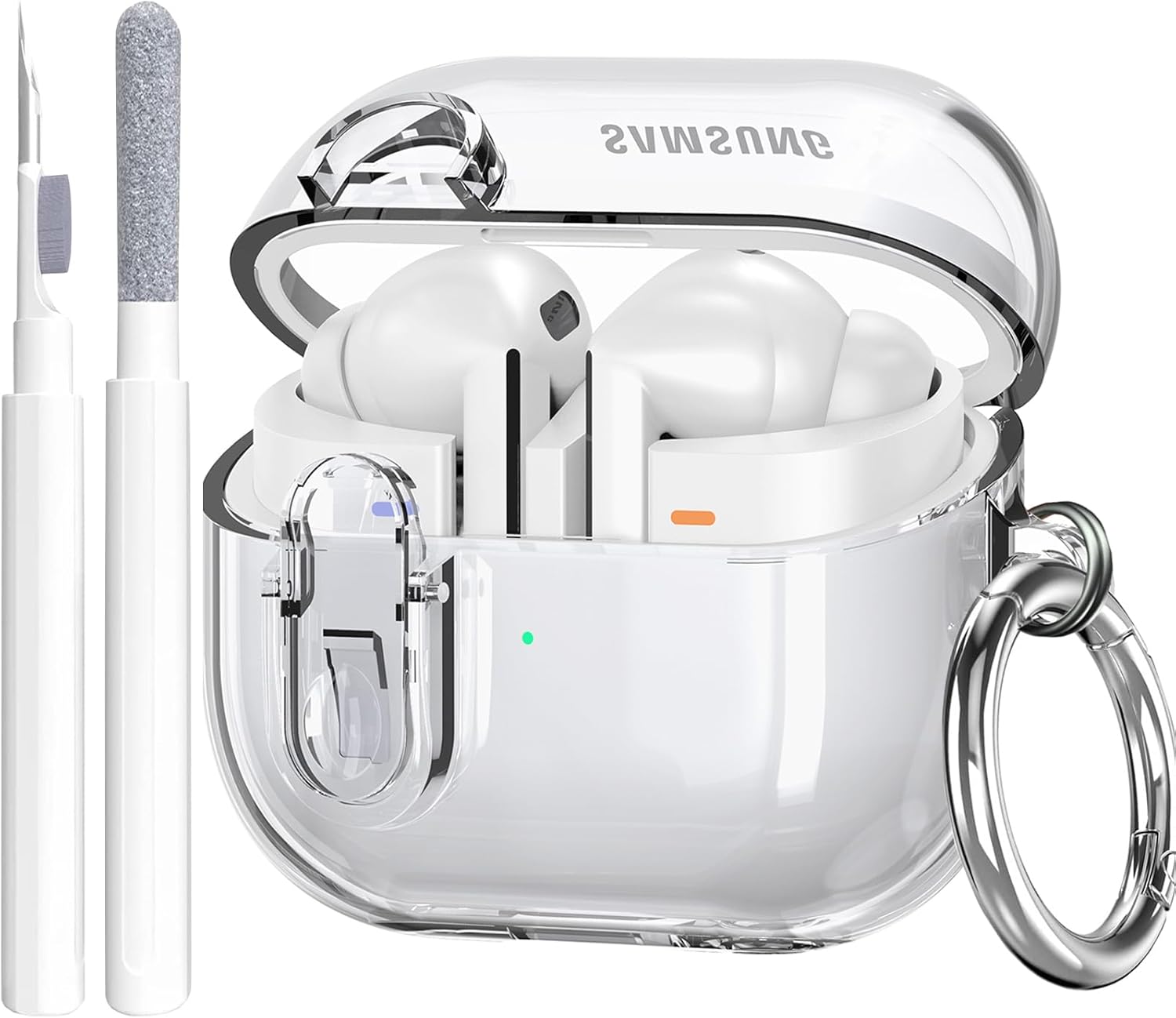 Samsung Galaxy Buds 3 Pro Clear Case | Carabiner & Cleaner Kit Transparent TPU Protective Cover