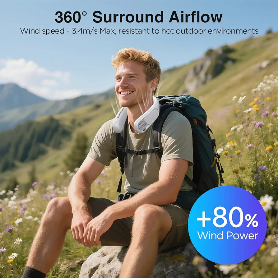 Neck Fan | Rechargeable Wearable Personal Cooling Fan for Home, Gym & Travel